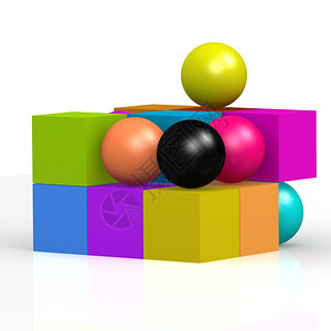 颜色块颜色立方体和球背景