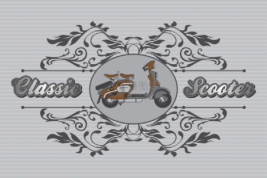 可编辑的摩托车艺术主题矢量图形艺术设计插图片