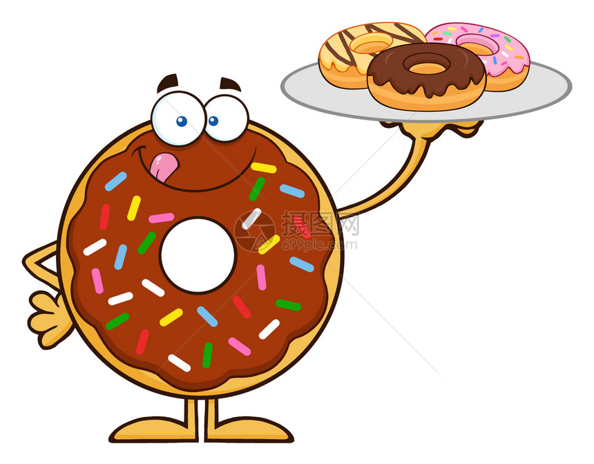 巧克力甜圈卡通字符为圈服务图片