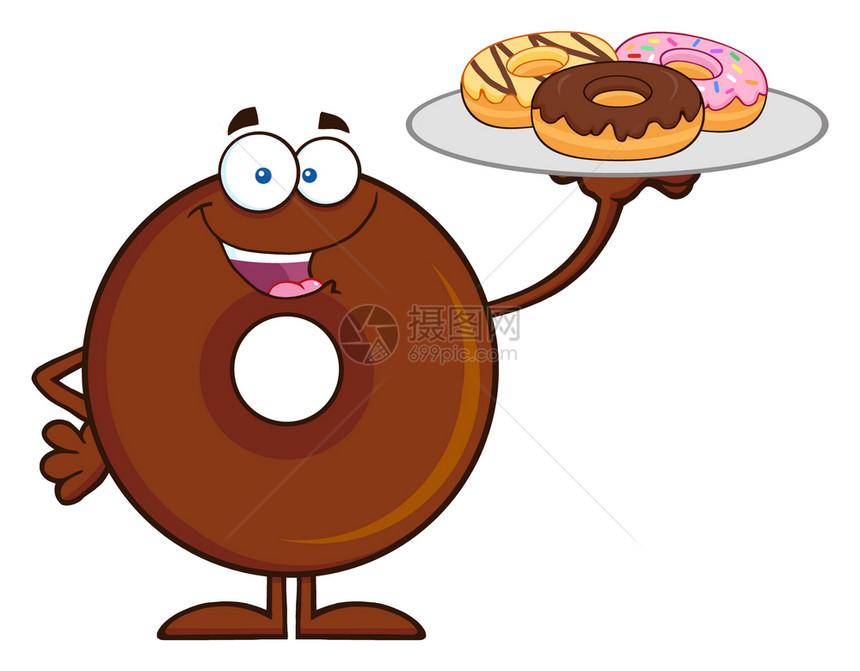 巧克力甜圈卡通字符为圈服务图片