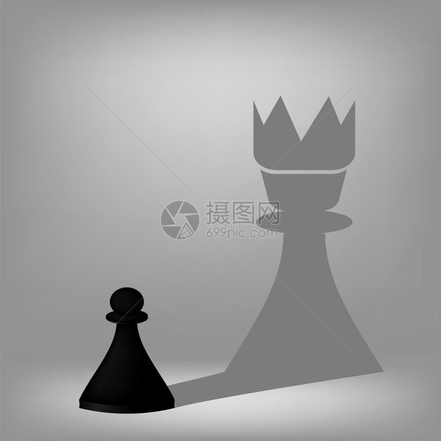 在灰色背景上与影子女王隔绝的黑色大awaw图片