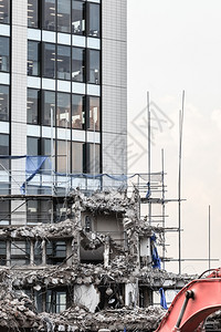 城市的景象房屋拆解城市中心的建筑被摧毁废墟工业图片