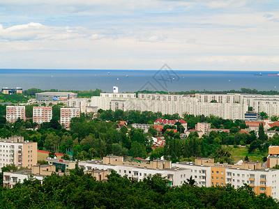 思源宋体从海塔和地区gdanskdanzigPlurg市郊区建筑物外观背景