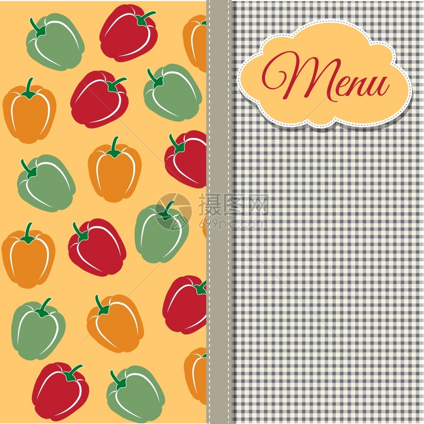 配有甜辣椒矢量格式的餐厅菜单设计图片