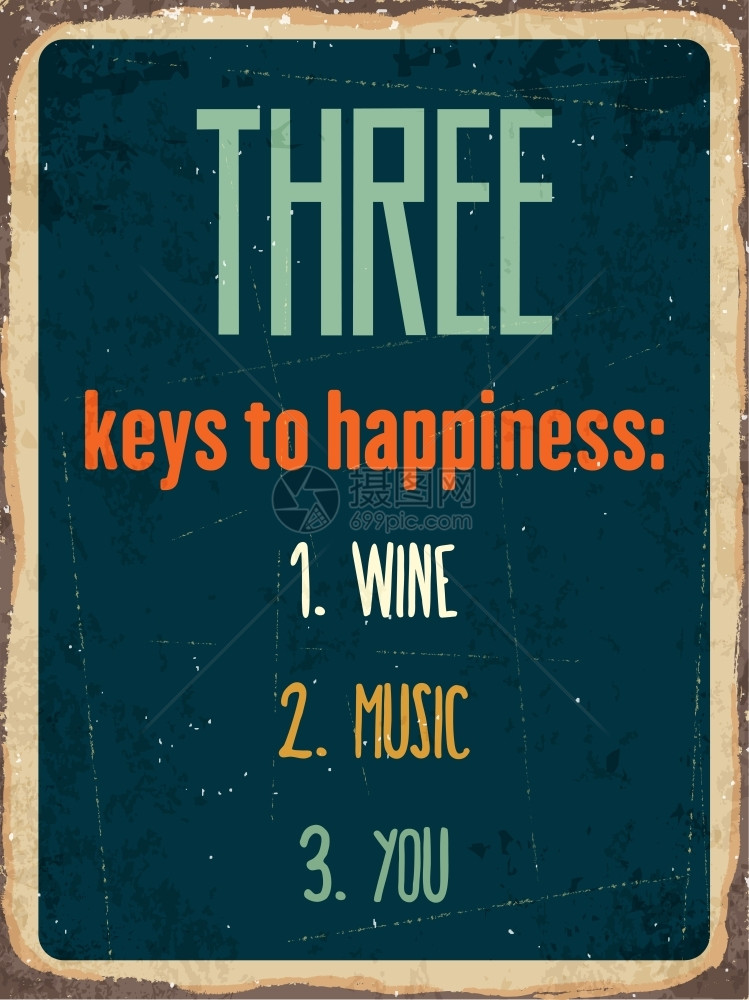 复古金属符号幸福的三大关键葡萄酒音乐你Eps10矢量格式图片