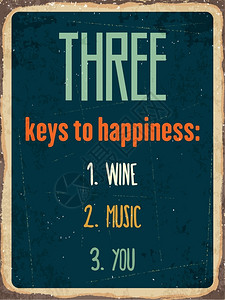 复古金属符号幸福的三大关键葡萄酒音乐你Eps10矢量格式背景图片