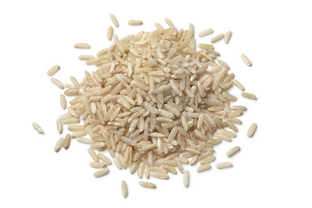 白色背景的生棕大米肥料图片