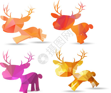 一套多角驯鹿圣诞设计图片