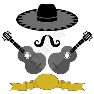 墨西哥吉他白色背景的墨西哥吉他帽子胡图片
