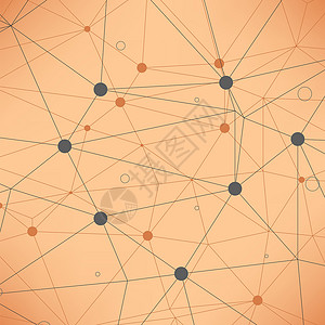 橙色几何脱离橙色背景的抽象几何纹理点和连接摘要背景背景
