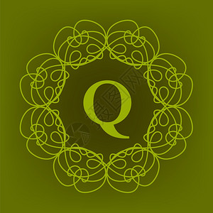 绿色背景的简单词Q设计模板图片