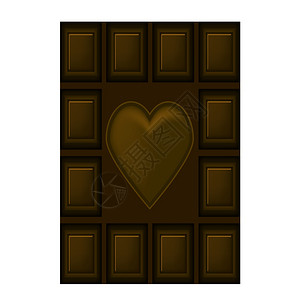 巧克力酒吧与心脏隔离的巧克力酒吧白色背景巧克力酒吧图片