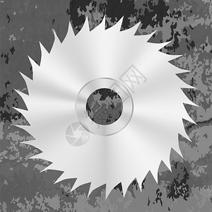 GreyGrunge背景上孤立的银金属锯木板圆形图标银金属锯木板图片