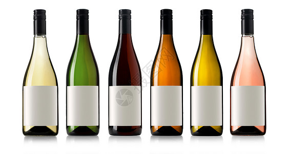 雅安地震6周年设置6瓶白葡萄酒背景上隔离标签背景