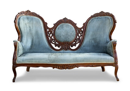家具雕刻白色背景上的蓝古年沙发有剪切路径背景