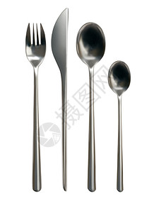 白色背景的叉子刀和勺餐具图片