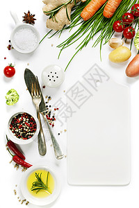 有机食物背景新鲜蔬菜和香料图片