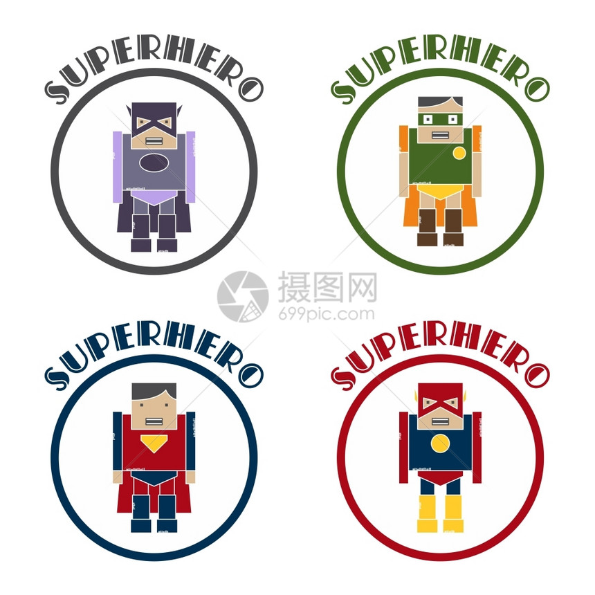超级英雄漫画主题矢量图形艺术插图片