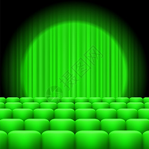 绿幕有亮光和座位的绿幕有椅子的经典电影院图片