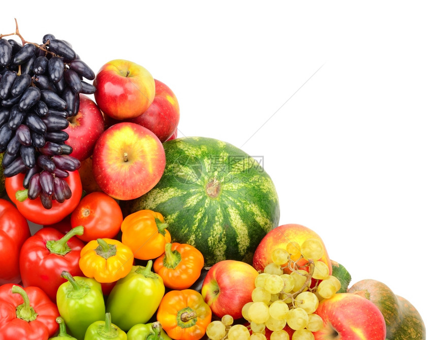收集白隔离的水果和蔬菜图片