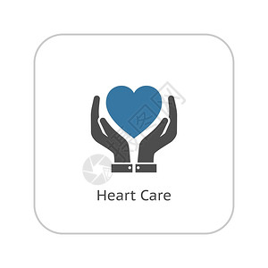 心脏护理图标平坦的设计用手心脏护理图标平坦的设计孤立图片