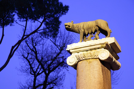 罗穆卢斯和雷姆的雕像狼在罗马吸意大利图片