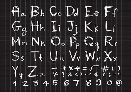 数字教材透明背景上的手绘字母体背景