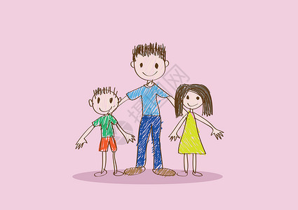 母亲节快乐卡片与家庭漫画插图图片