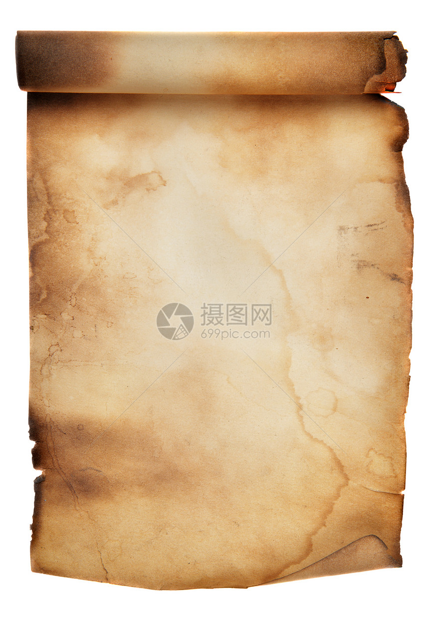 古代手稿在白色背景上被孤立图片