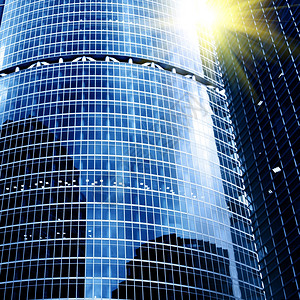 现代摩天大楼以蓝色封装背景图片