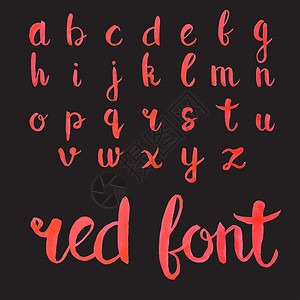 用于设计您的手画红墨书写字体黑背景上的红色字母表黑背景上的红色字母表图片