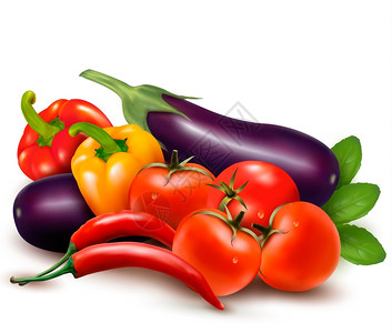 葱叶酱香茄子新鲜蔬菜健康饮食矢量插图插画