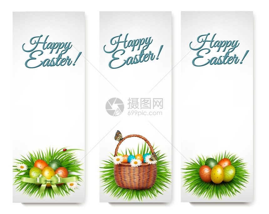 复活节快乐篮子里的鸡蛋图片