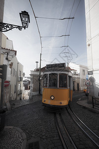 2016年月日葡萄牙里斯本旧传统电车背景图片