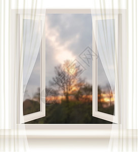 打开窗户晚间美丽的自然景观矢量背景背景图片