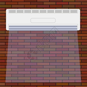 红砖墙上的空调机挂着的空调机图标气净化器图片