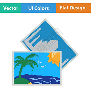 两张旅行照片平面设计矢量图标图片