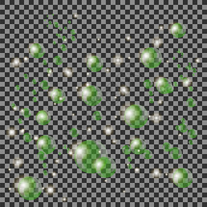 透明绿色泡在检查背景上孤立的绿色泡透明绿色沫孤立的图片