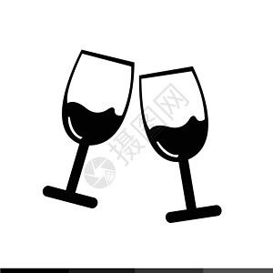 酒杯图标两杯葡萄酒或香槟图标背景