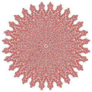 红曼达拉孤立圆形红曼达拉孤立于白色背景图片