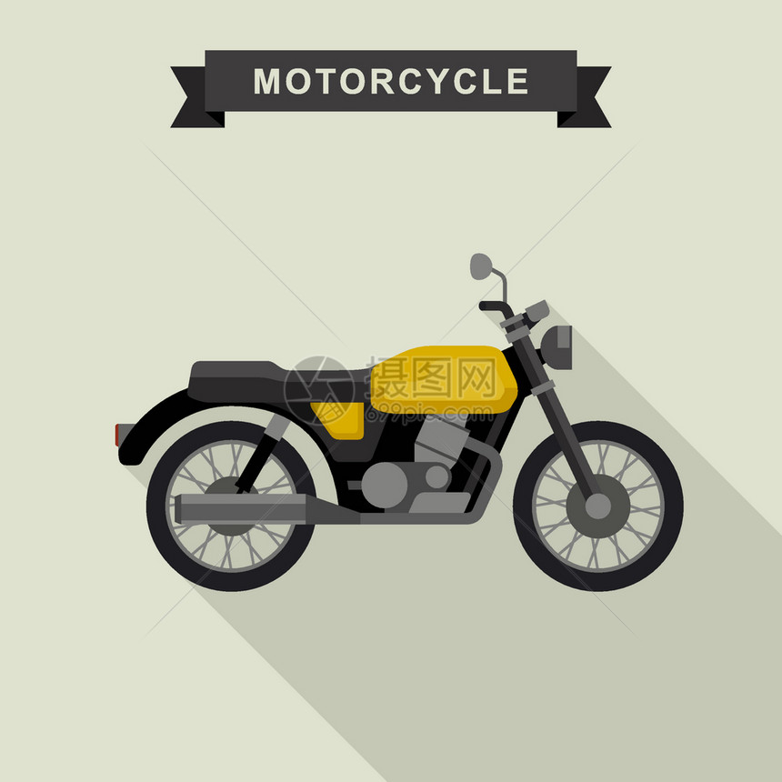 黄色经典摩托车矢量元素图片