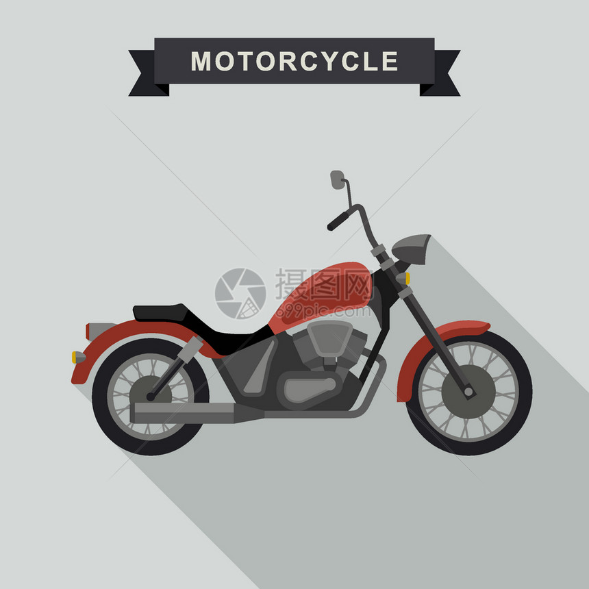 红色经典摩托车矢量元素图片