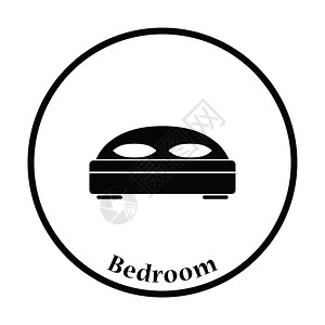 酒店床位图标细圆设计矢量插图背景图片
