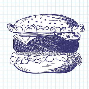 汉堡包手绘插画图片
