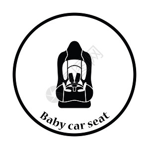 婴儿汽车座椅图标细圆圈设计矢量插图图片