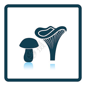 卡通香菇蘑菇图标影子反射设计背景