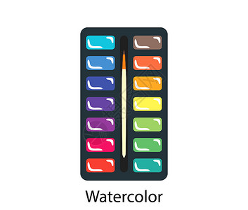 水彩盒图标平面色设计图片