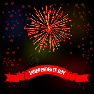 美国独立日庆祝夜空背景美国独立日红丝带背景