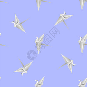 蓝色背景的纸鸟和平象征无缝模式纸鸟和平的象征背景图片