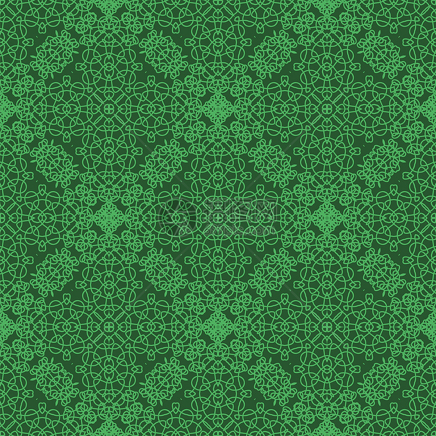 绿色的无缝纹理设计元素圆形回滴模式填充壁纸的OrateFloral装饰绿色背景的传统装饰绿色上的无缝纹理设计元素图片